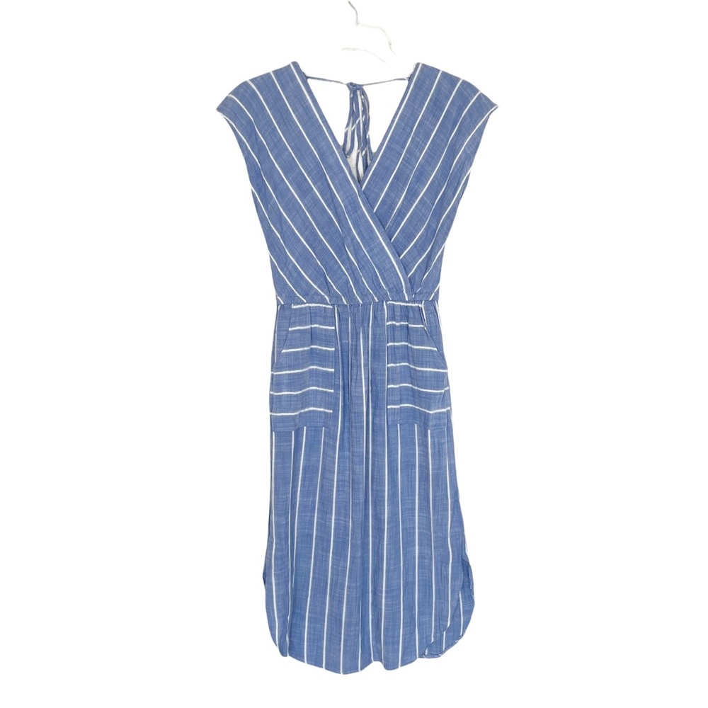 Universal Thread Blue Striped Dress Pockets Cotton Blend